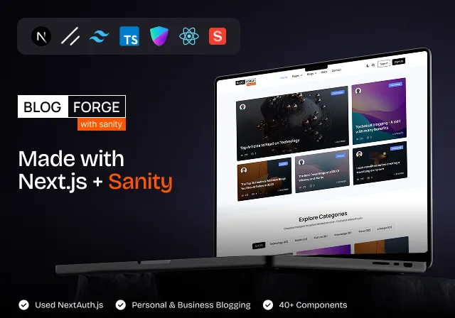 BlogForge Nextjs Template for Blogging & Article Websites