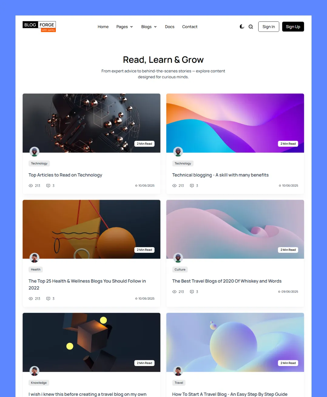 Blog List Page ( 2 column )