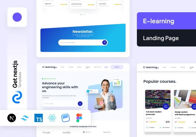 E-learning NextJs Free Landing Page Template
