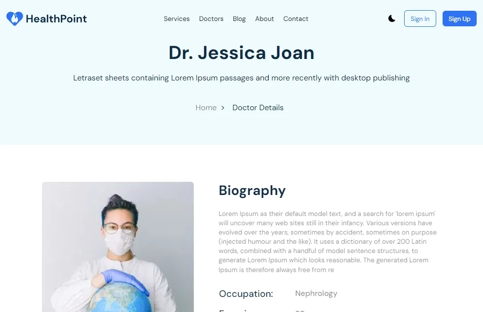 Doctors Detail Page