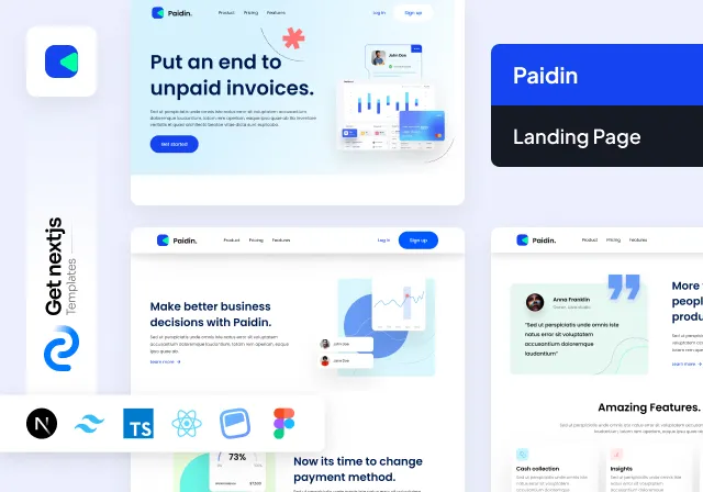 Live Preview Paidin Free NextJs Landing Page Template with App Directory Routing