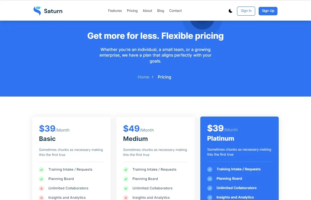 Pricing Page