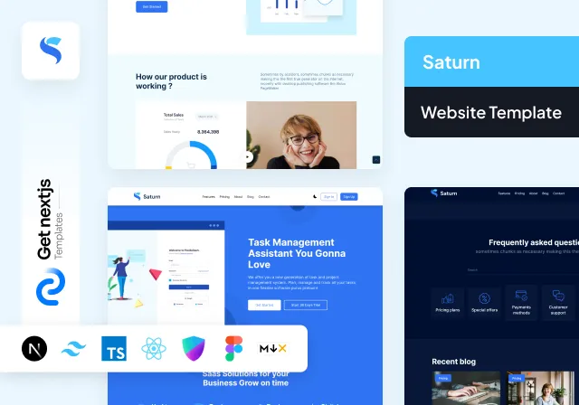 Saturn Pro Nextjs Website Template for Team Management Tools