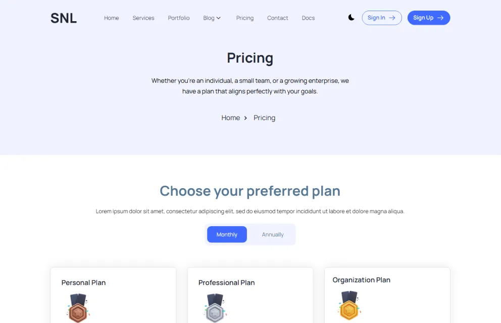 Pricing Page